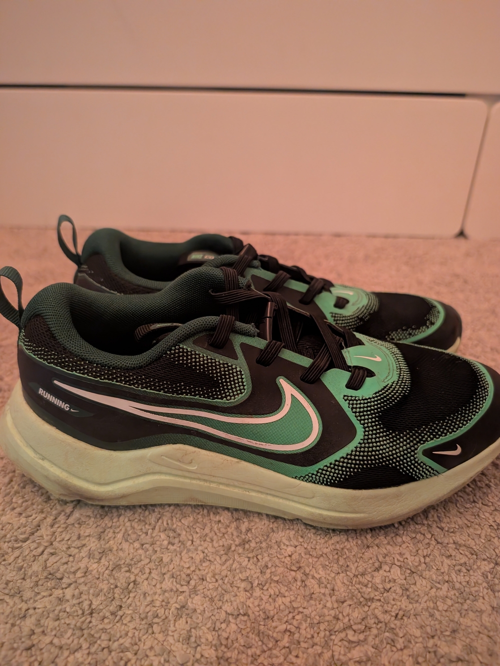 Nike Kids' Black and Teal Running Shoes